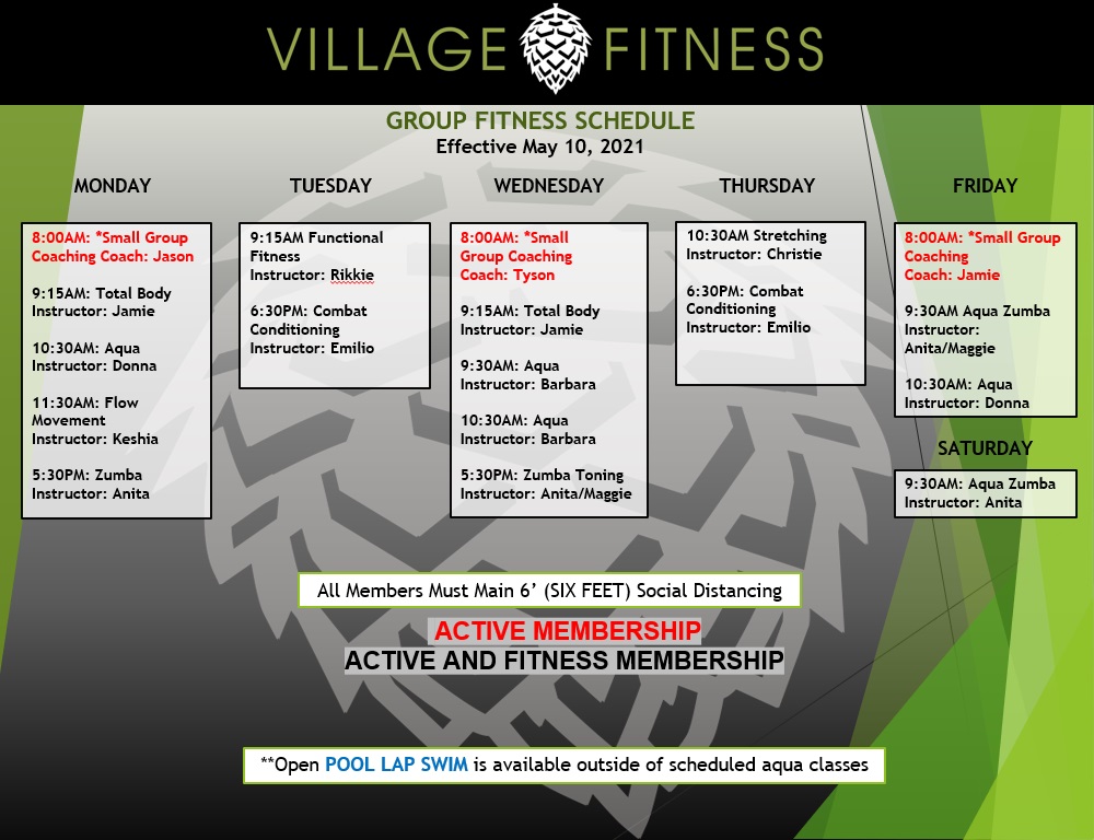 Group Fitness Class Schedule 05-10-2021